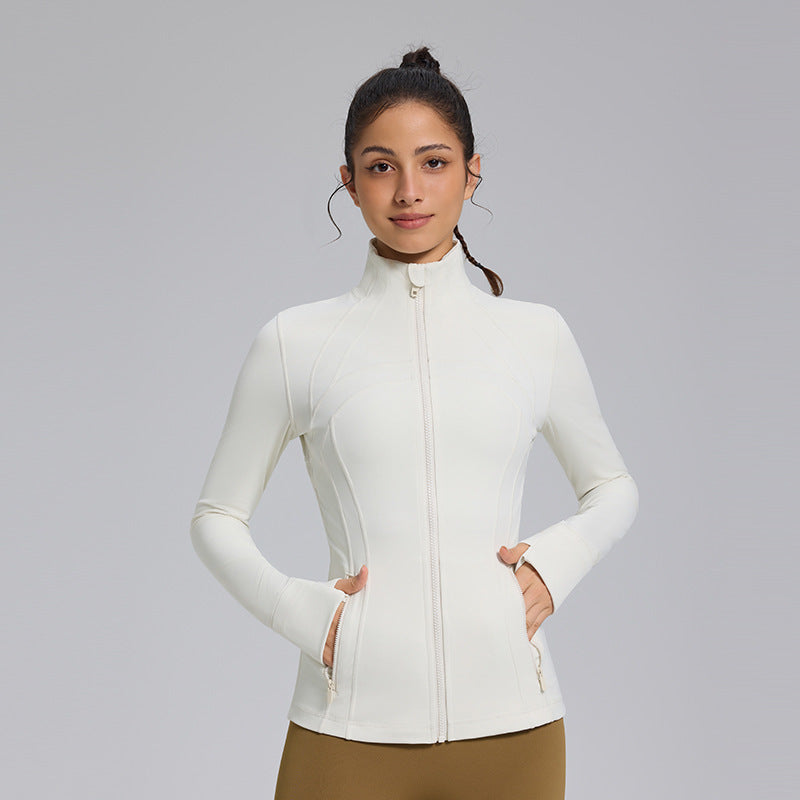 Define yoga wear jacket spring and autumn winter yoga top breathable running fitness stand collar skinny sports coat