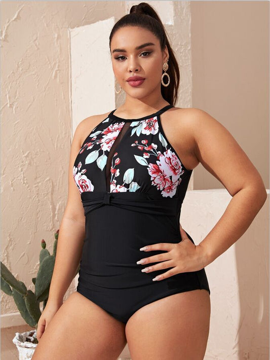 Wholesale Plus Size Sexy One-Piece Bikini Swimsuit – European & American Style, Printed Bathing Suit for Women