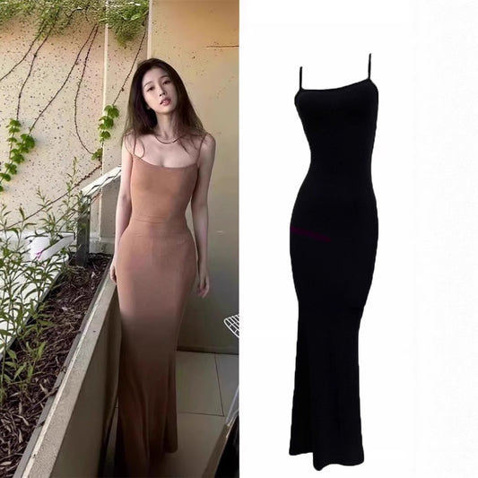 In stock skims gal dress women's sundress pure desire date sexy slim hip hush waist maxi skirt