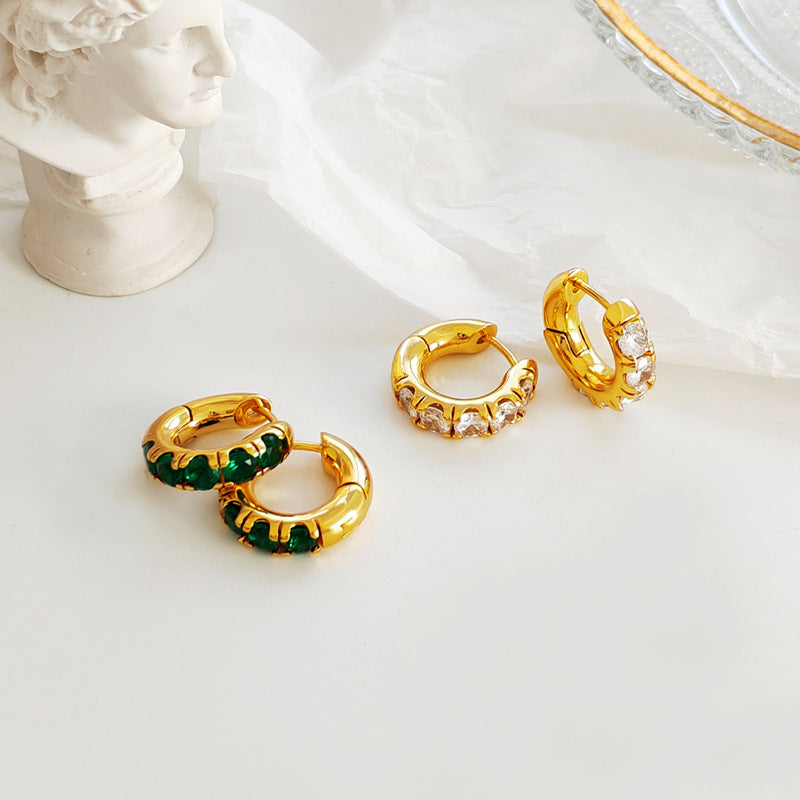 Copper plated gold inlaid earrings