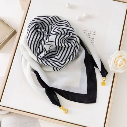 warm square scarf, magnetic buckle, triangle silk scarf, cotton scarf, women's spring, autumn and winter, style scarf, temperament and versatile