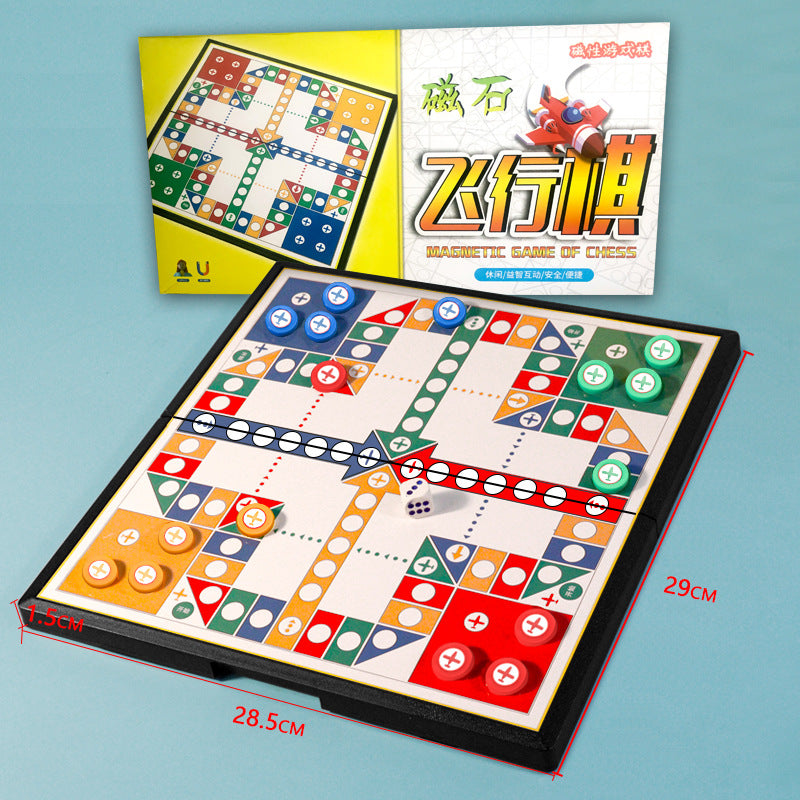 Flying chess, magnetic, foldable, portable, primary school children's educational toys, parent-child magnet game chess