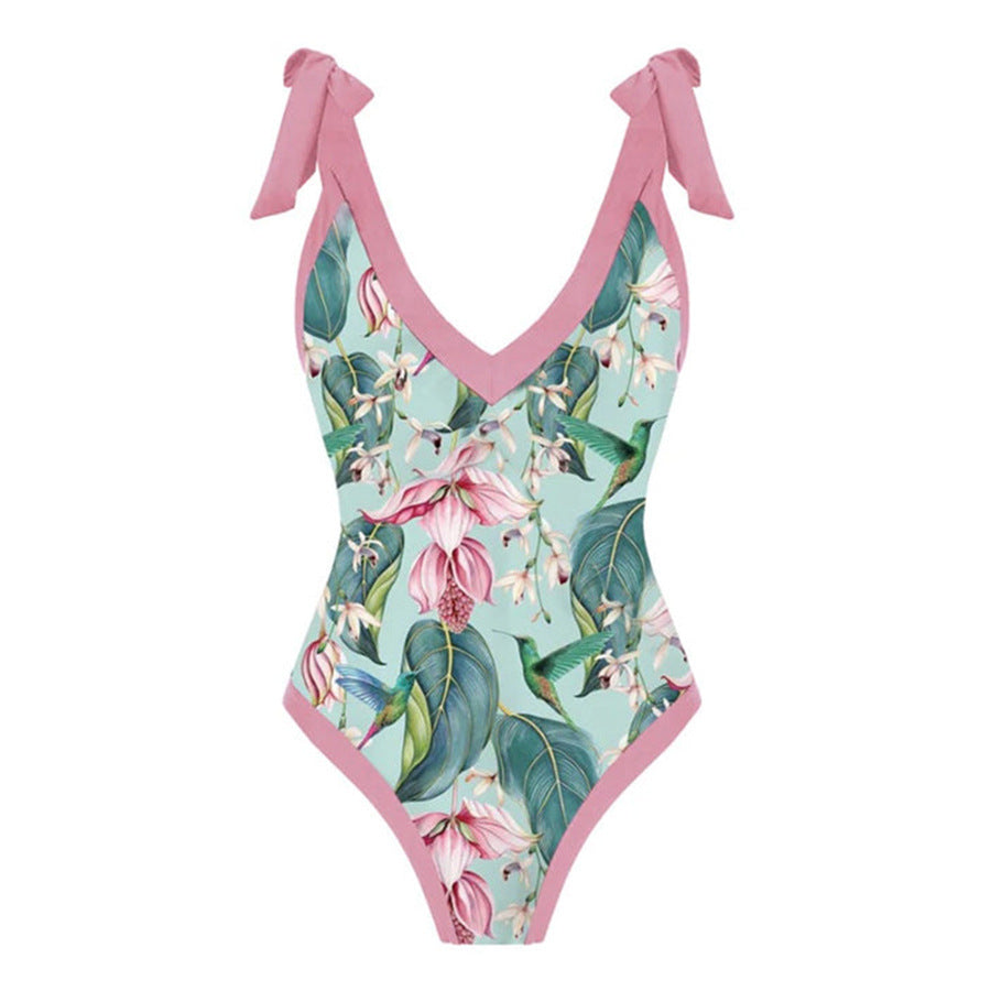 Sexy Retro One-Piece Swimsuit – Tight Fit, Strappy Design, Chiffon Cover-Up Skirt, European & American Fashion for Women