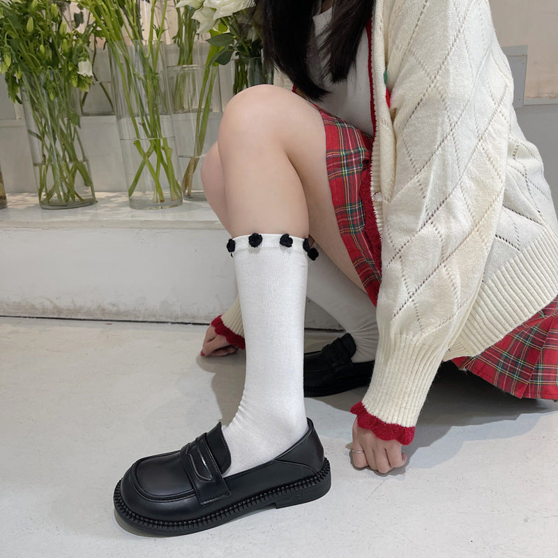 Small leather shoes women's white flat single shoes Japanese basic uniform shoes Korean style round toe daily loafers