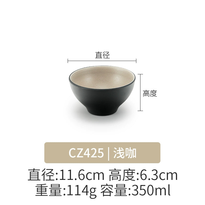 Retro Noodle Shop Imitation Porcelain Two-color Plastic Frosted Bamboo Hat Bowl