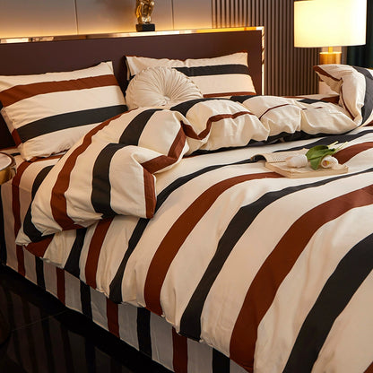 Internet celebrity cotton four-piece set pure cotton bedding bed pure color simple 100 quilt cover 1.8m fitted sheet three 4-piece set