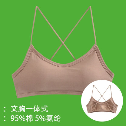 Broken code Qingmei back with chest pad bra one-piece sling tube top female anti-light bottoming student pure cotton underwear