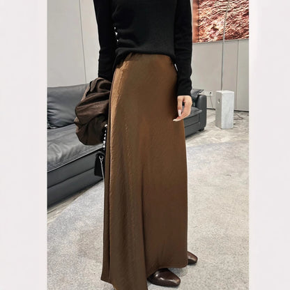 Acetate satin fishtail skirt women's temperament simple drape slim hip A-line midi skirt