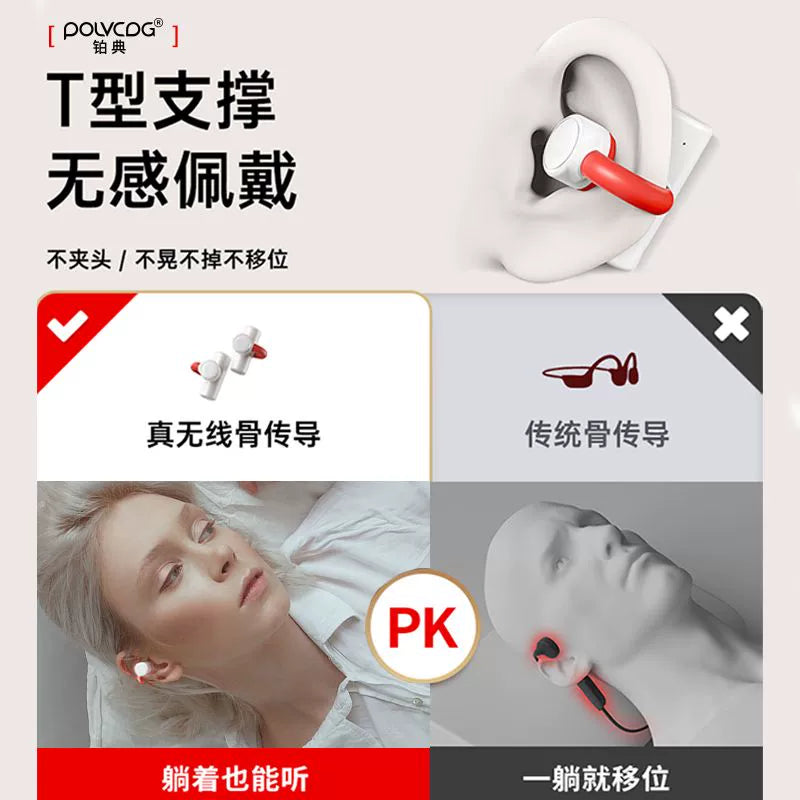 POLVCDG/Platinum Code BT-980 Wireless Clip Ear Bone Conduction Bluetooth Headphones No Sound Leakage No Pain No Sensation to Wear