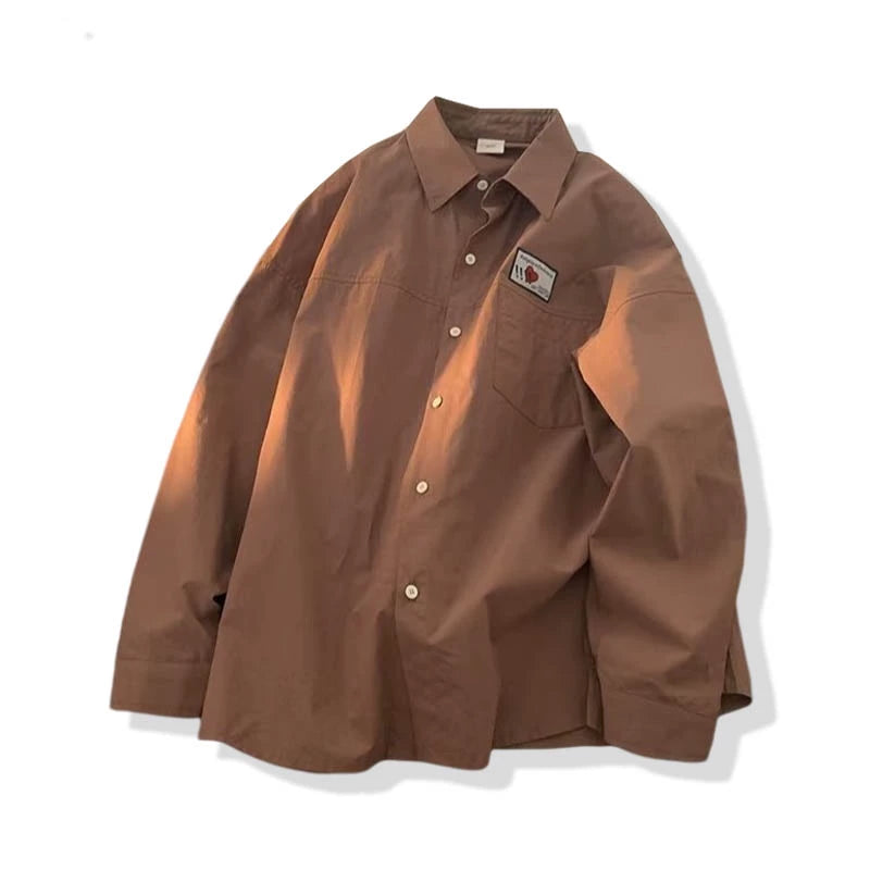 NASA joint Japanese workwear shirt women's long-sleeved loose oversized shirt women's American-style trendy brand retro casual jacket