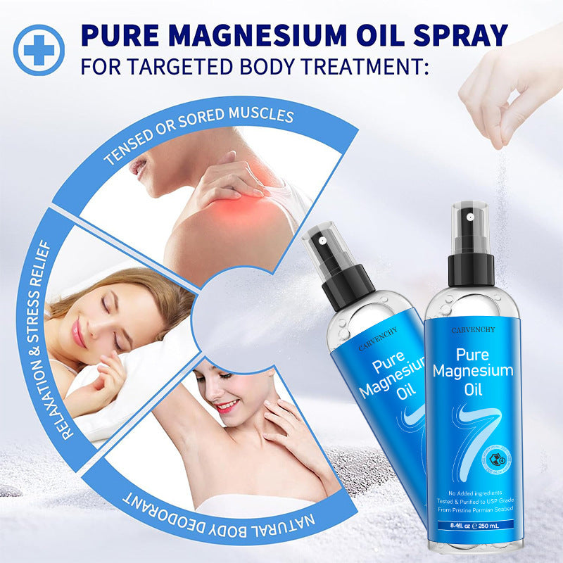 Pure Magnesium Oil Spray relieves fatigue, relaxes muscles, nourishes skin, and nourishes the skin
