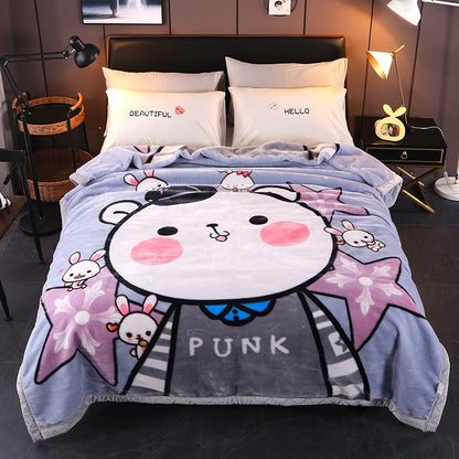 Thickened Raschel Blanket Winter Warm Blanket Flannel Cover Blanket Bed Sheet Double Layer Antistatic Cloud Blanket