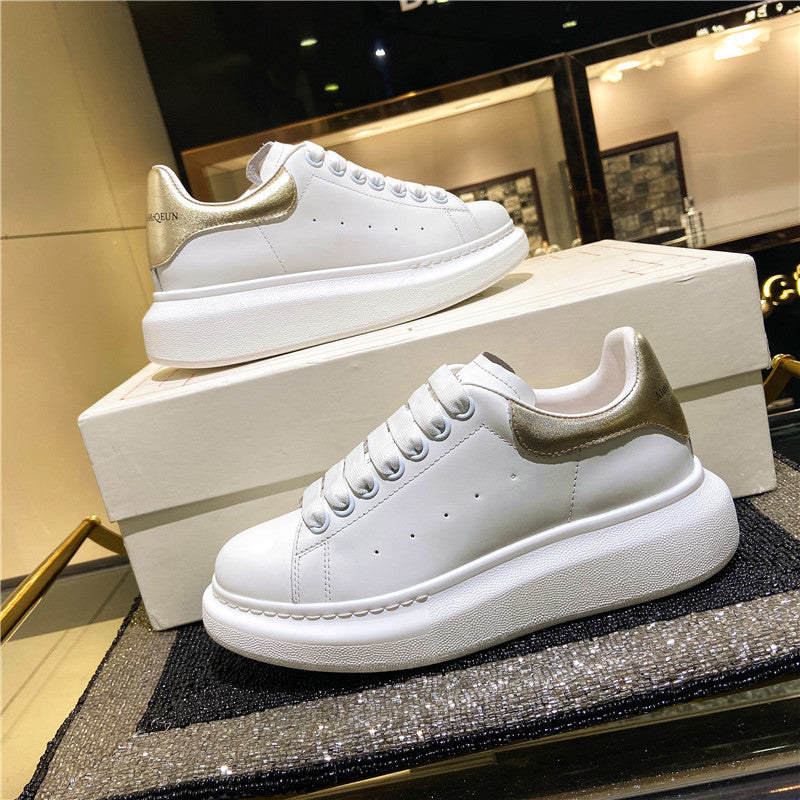new muffin all-match thick-soled sports McQueen small white shoes women's leather casual shoes women's single shoes large size women's shoes