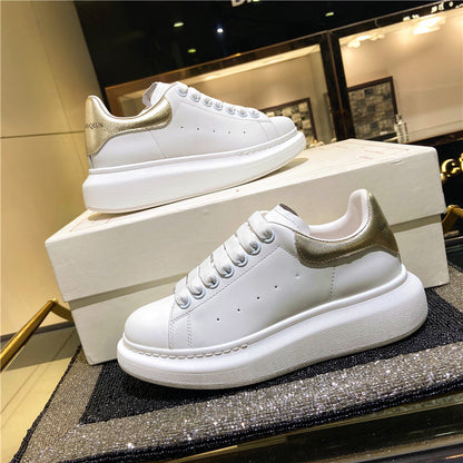 new muffin all-match thick-soled sports McQueen small white shoes women's leather casual shoes women's single shoes large size women's shoes