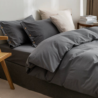 Pure cotton washed cotton bed four-piece set cotton Japanese-style bedding dormitory bed single three-piece solid color quilt cover fitted sheet