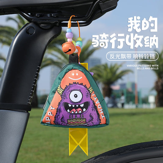 Road, mountain folding, cycling pouch, rear bag, saddle bag, reflective streamer, decorative accessory pendant