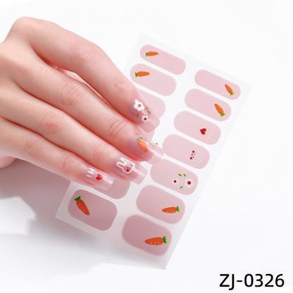new French manicure stickers full paste ice transparent net red Japanese cartoon nail stickers cute nail polish film