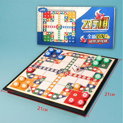 Flying chess, magnetic, foldable, portable, primary school children's educational toys, parent-child magnet game chess