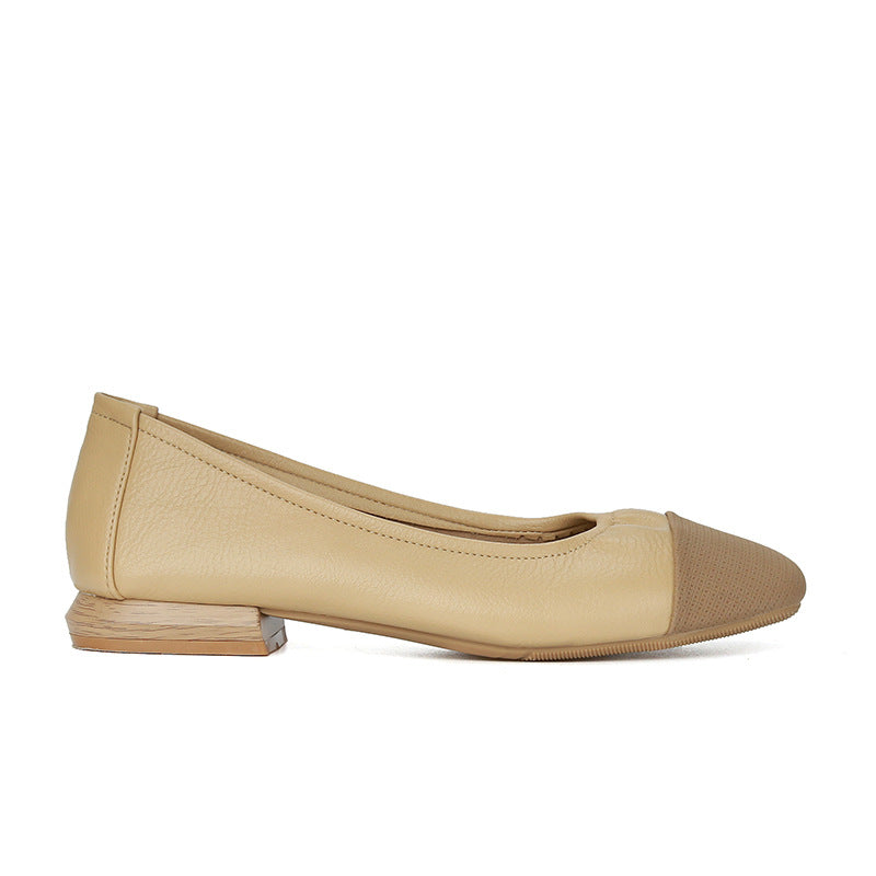 Su Yinyin's same style as Miss Daisy~French color matching square toe flat commuting shoes for women