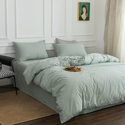 Simple cotton fitted sheet style naked sleeping solid color four-piece set