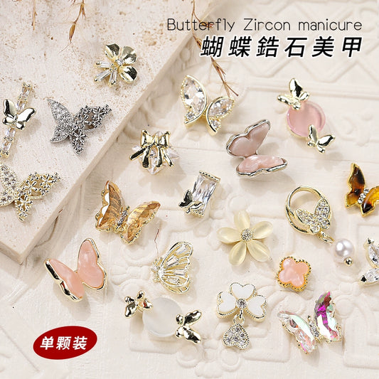 Twilight Rogge Manicure New Super Flash Butterfly Zircon Color Preservation Electroplating Non-fading Jewelry Nail Decoration Sticker