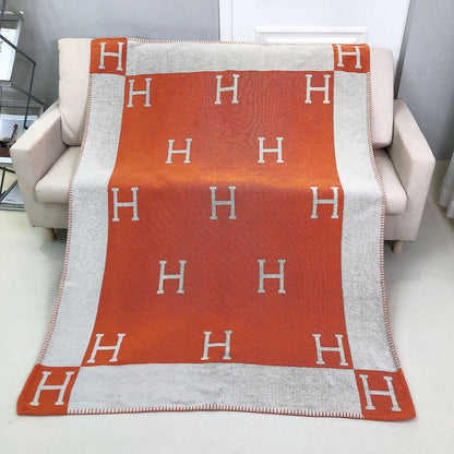 letter H, blanket, nap, air-conditioned room, blanket, car camping, sofa, cashmere blanket