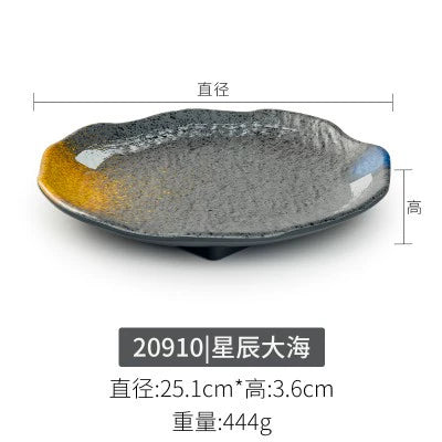Melamine plate Japanese-style plastic barbecue plate imitation porcelain round flat plate barbecue plate restaurant hot pot tableware dish