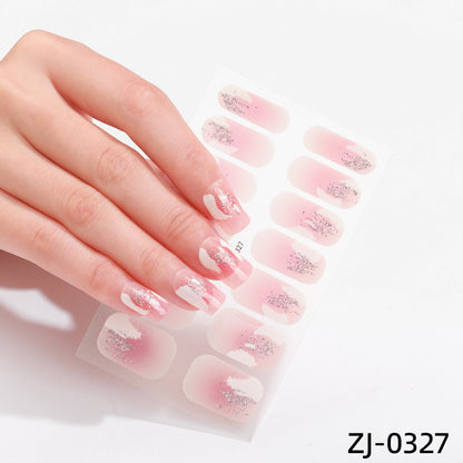 new French manicure stickers full paste ice transparent net red Japanese cartoon nail stickers cute nail polish film
