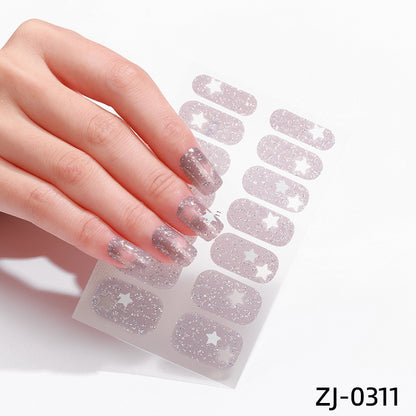 new French manicure stickers full paste ice transparent net red Japanese cartoon nail stickers cute nail polish film