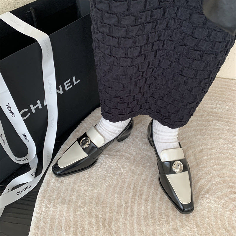 autumn new slip-on loafers trendy pointed toe small leather shoes women's commuting flat bottom temperament all-match single shoes