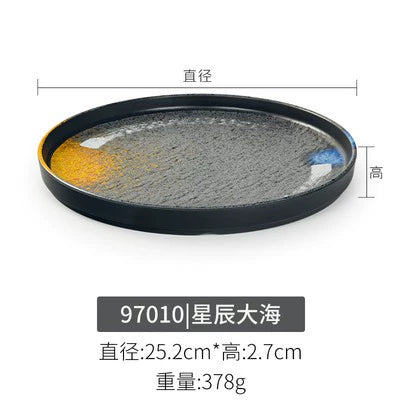 Melamine plate Japanese-style plastic barbecue plate imitation porcelain round flat plate barbecue plate restaurant hot pot tableware dish