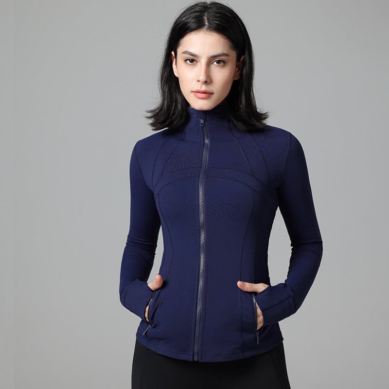 Define yoga wear jacket spring and autumn winter yoga top breathable running fitness stand collar skinny sports coat