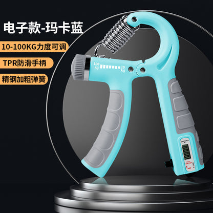 Adjustable electronic counting grip strength device, 10-100kg unisex muscle exercise fitness hand strength device