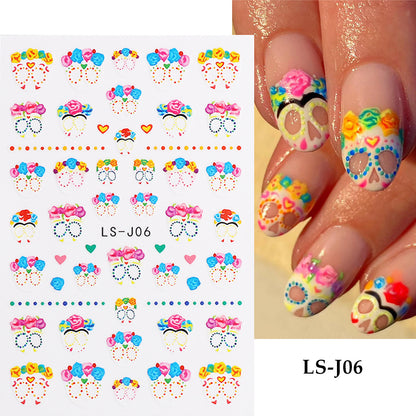 Hot Manicure 3D Adhesive Sticker Little Sweet Potato Summer Cute Bear Caterpillar Holographic Fish Art Nail Sticker