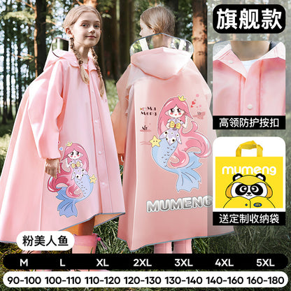 Mumeng children's raincoat boy's whole body rainstorm bag seat cycling poncho breathable and wear-resistant school walking raincoat