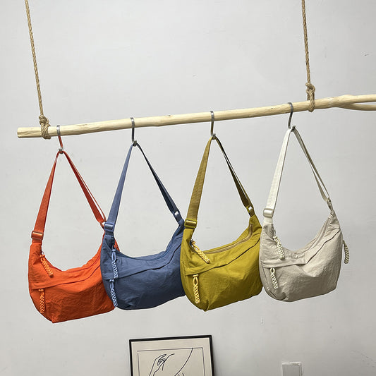 Solid Color Trend Personality Shoulder Bag Bag Women's Daily Simple Dumpling Bag Versatile Nylon Crossbody Bag Women's Casual