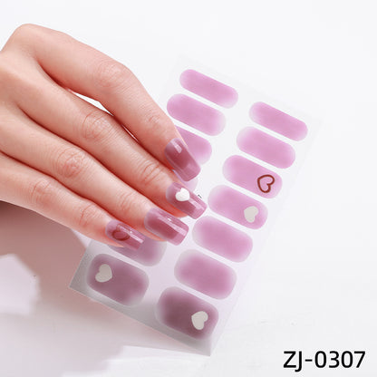 new French manicure stickers full paste ice transparent net red Japanese cartoon nail stickers cute nail polish film
