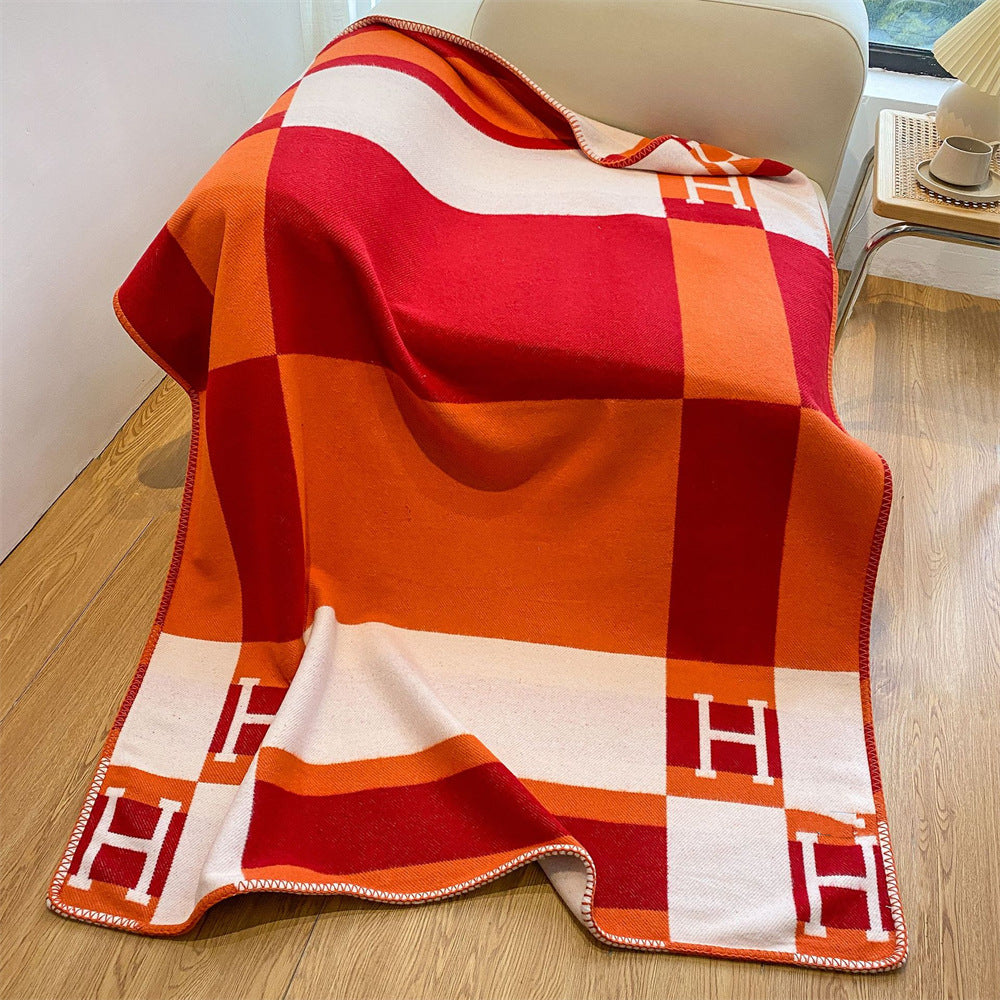 letter H, blanket, nap, air-conditioned room, blanket, car camping, sofa, cashmere blanket