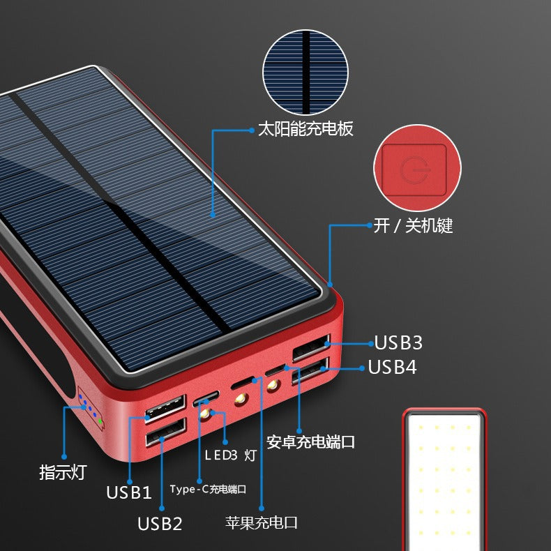 Portable fast charging power bank 50000 amp aluminum alloy multi-functional camping light mobile phone power supply supplies