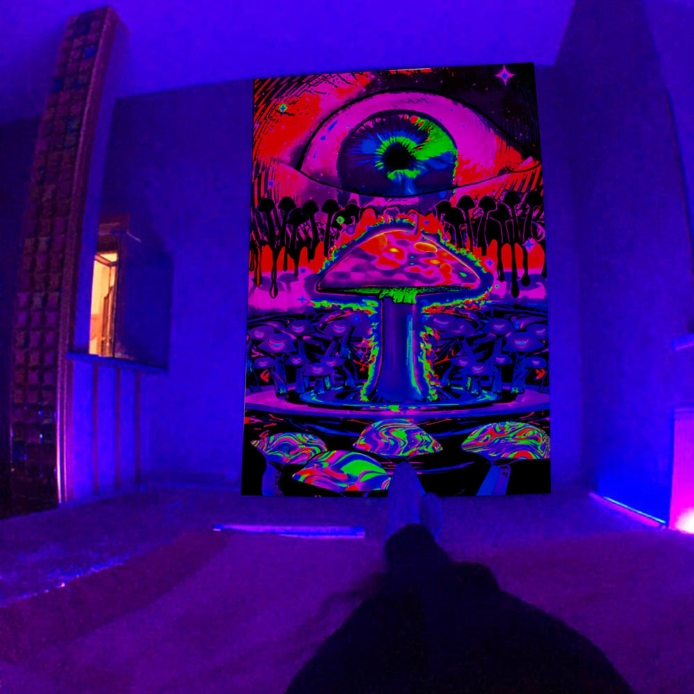 Amazon Black Light Skull Tapestry Ultraviolet Active Psychedelic Neon Tapestry Tree of Life Luminous Party Background