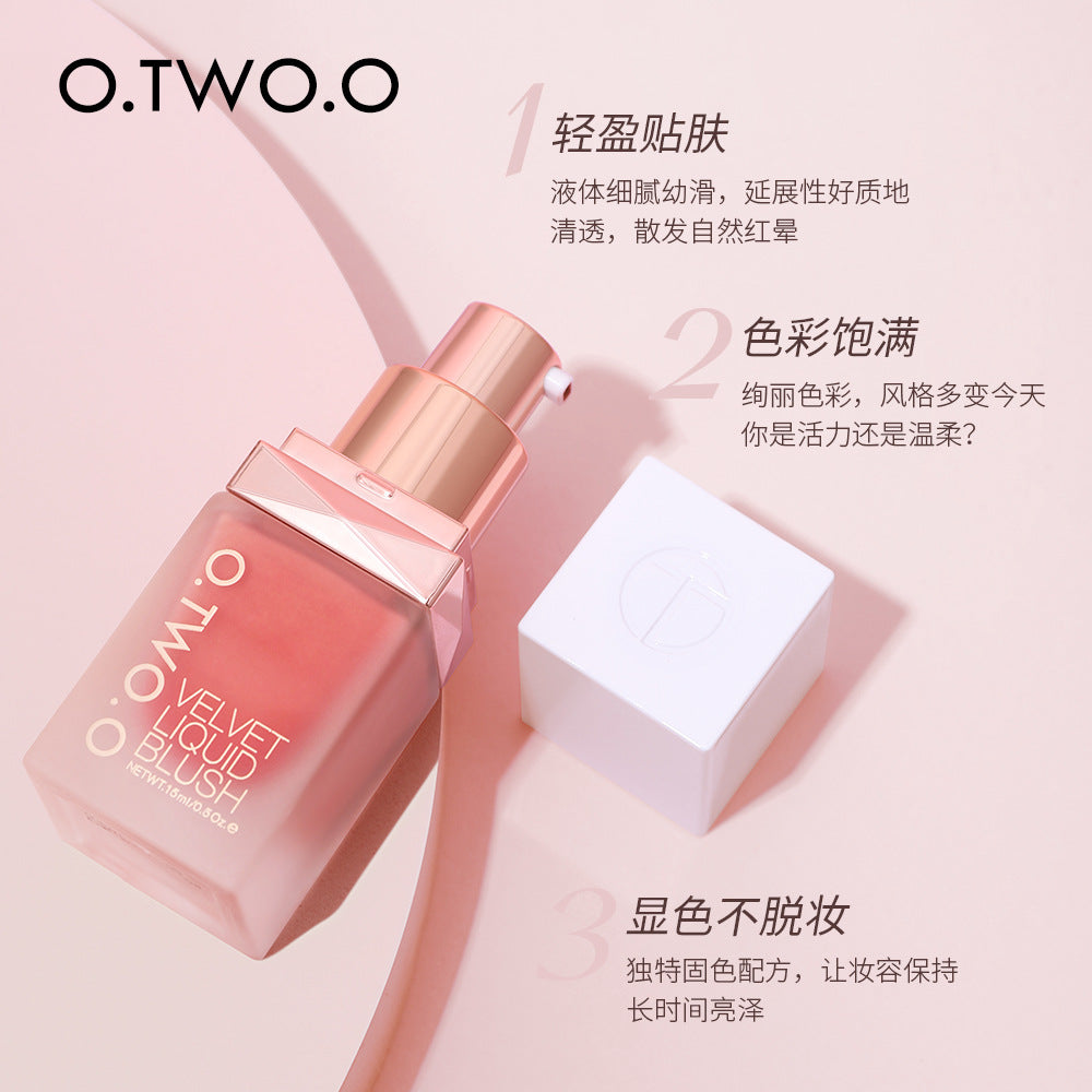 O.TWO.O natural dazzling color liquid blush long-lasting matte silky delicate rouge beauty makeup SC023