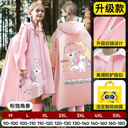Mumeng children's raincoat boy's whole body rainstorm bag seat cycling poncho breathable and wear-resistant school walking raincoat