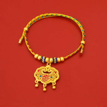 Color Retention Longevity Lock Chinese Style Pet New Year Braided Rope Collar Spring Festival Cat Dog Gold Necklace Ornaments Silent