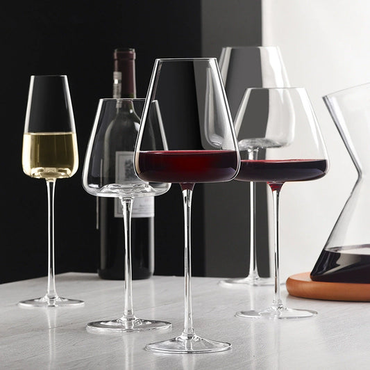 Luxury Handmade Burgundy Wine Glass – Ultra-Thin Crystal, Large Belly, Ideal for Tasting & Home Use