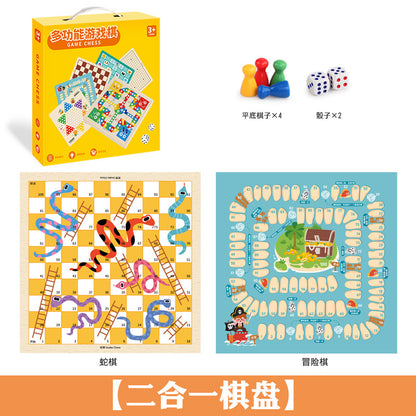 Wooden Multifunctional Indoor Games Chess, Ludo, Adult Interactive Board Game Gifts, Children's Toys Puzzle