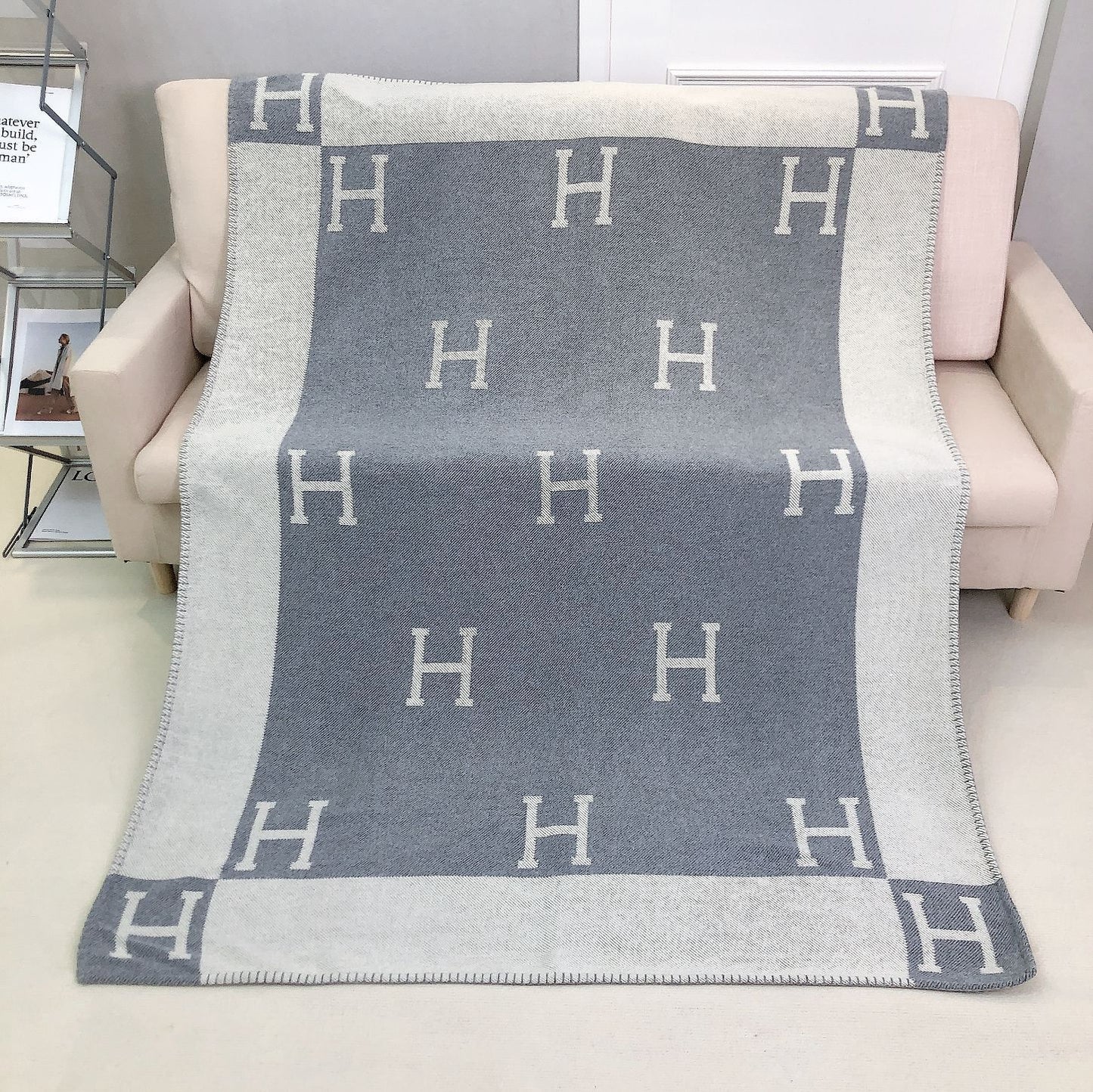 letter H, blanket, nap, air-conditioned room, blanket, car camping, sofa, cashmere blanket