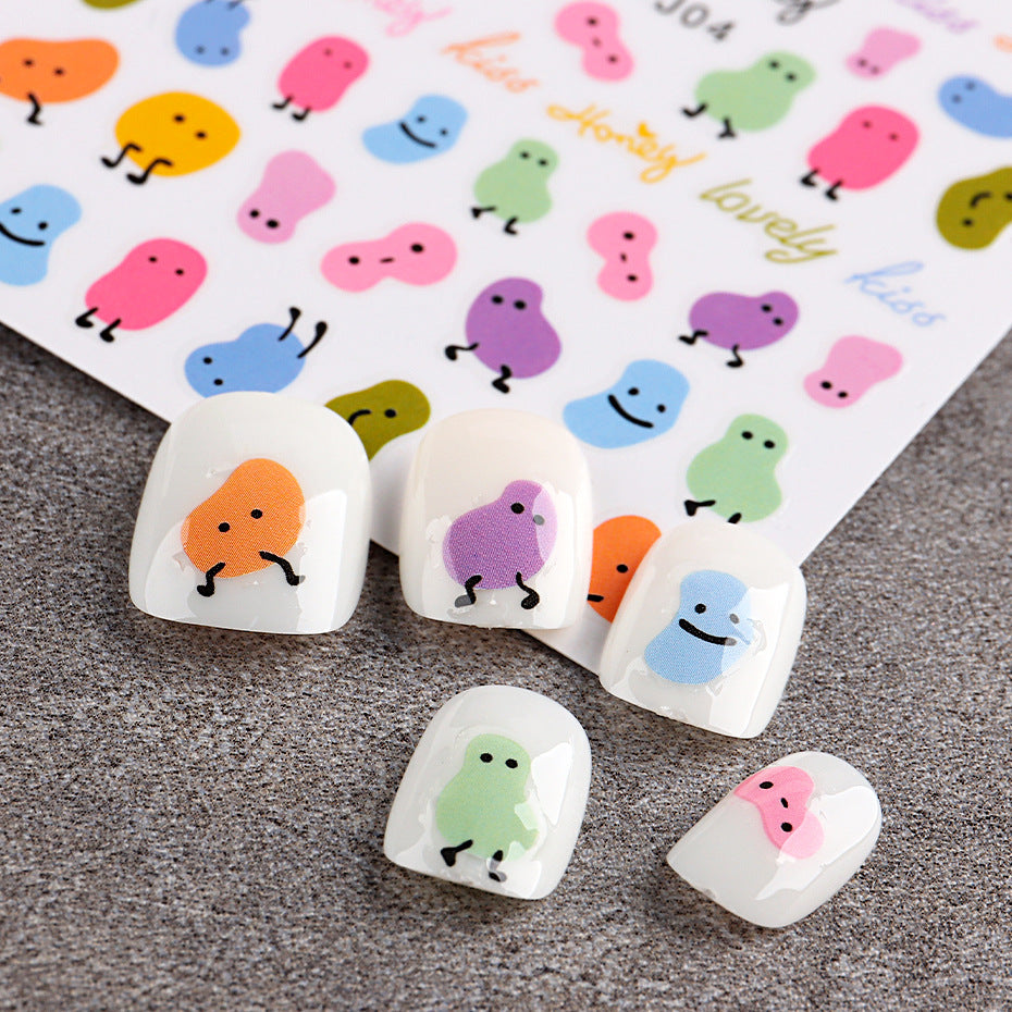Hot Manicure 3D Adhesive Sticker Little Sweet Potato Summer Cute Bear Caterpillar Holographic Fish Art Nail Sticker
