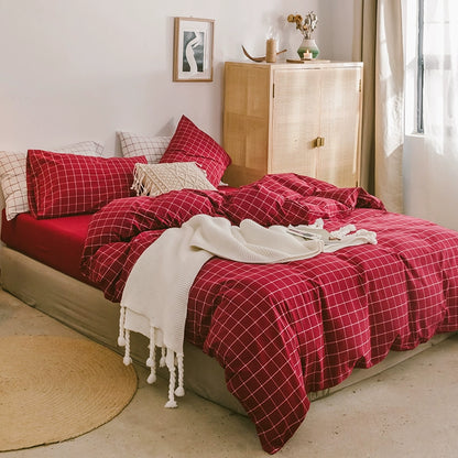 Simple cotton fitted sheet style naked sleeping solid color four-piece set