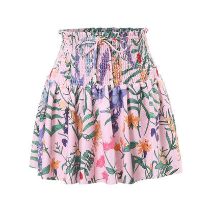 Women's Retro One-Piece Swimsuit – Double Fabric, Modest Design, Printed Polyester Skirt, Large Size Beachwear