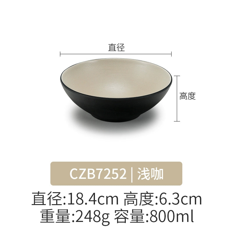 Retro Noodle Shop Imitation Porcelain Two-color Plastic Frosted Bamboo Hat Bowl